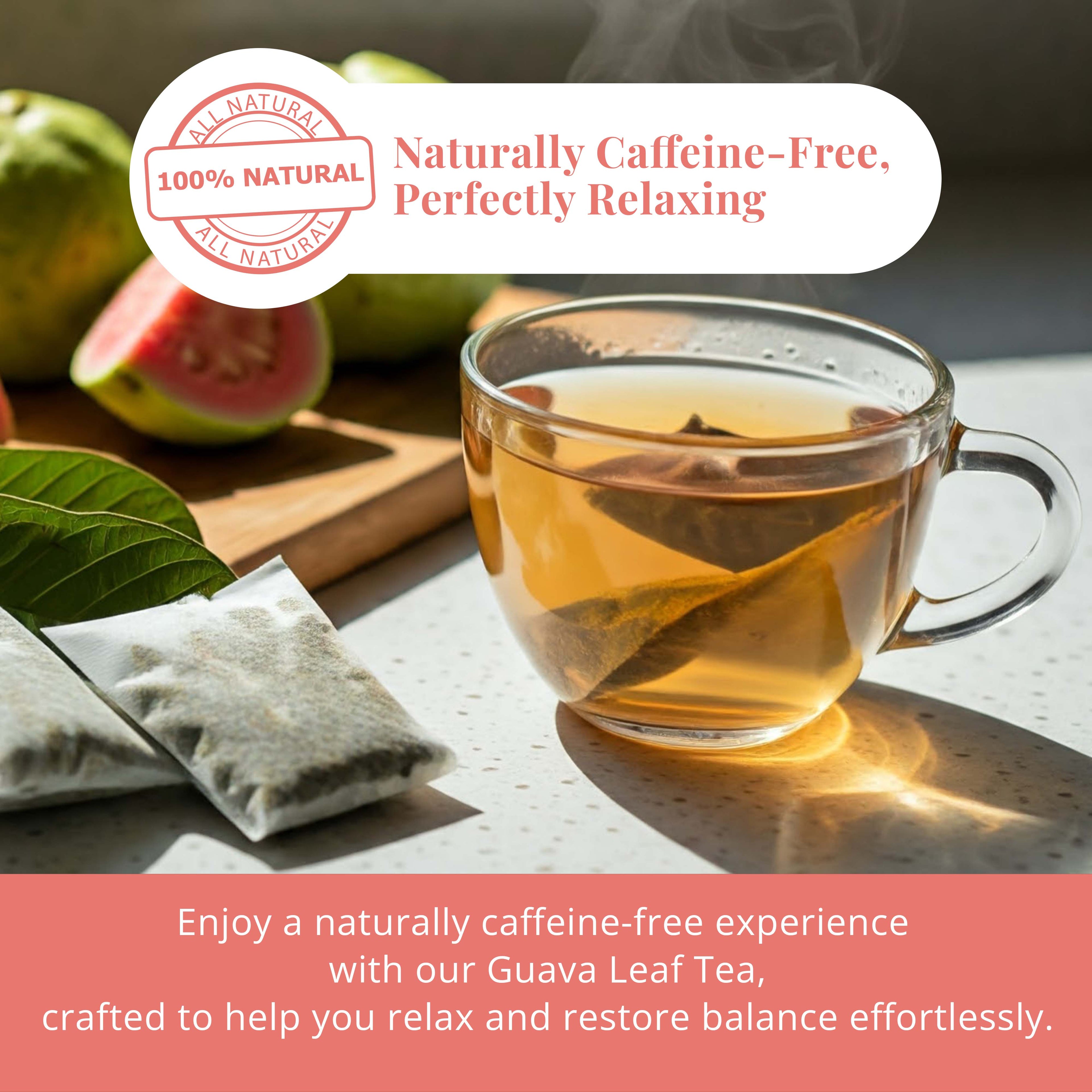 Guava Leaf Tea - 50 Bags, 100% Pure Guava Leaves (Té De Hoja de Guayaba ) Stress Relieving, Herbal Tea- Non-GMO, Vegan, Caffeine-Free Akshit