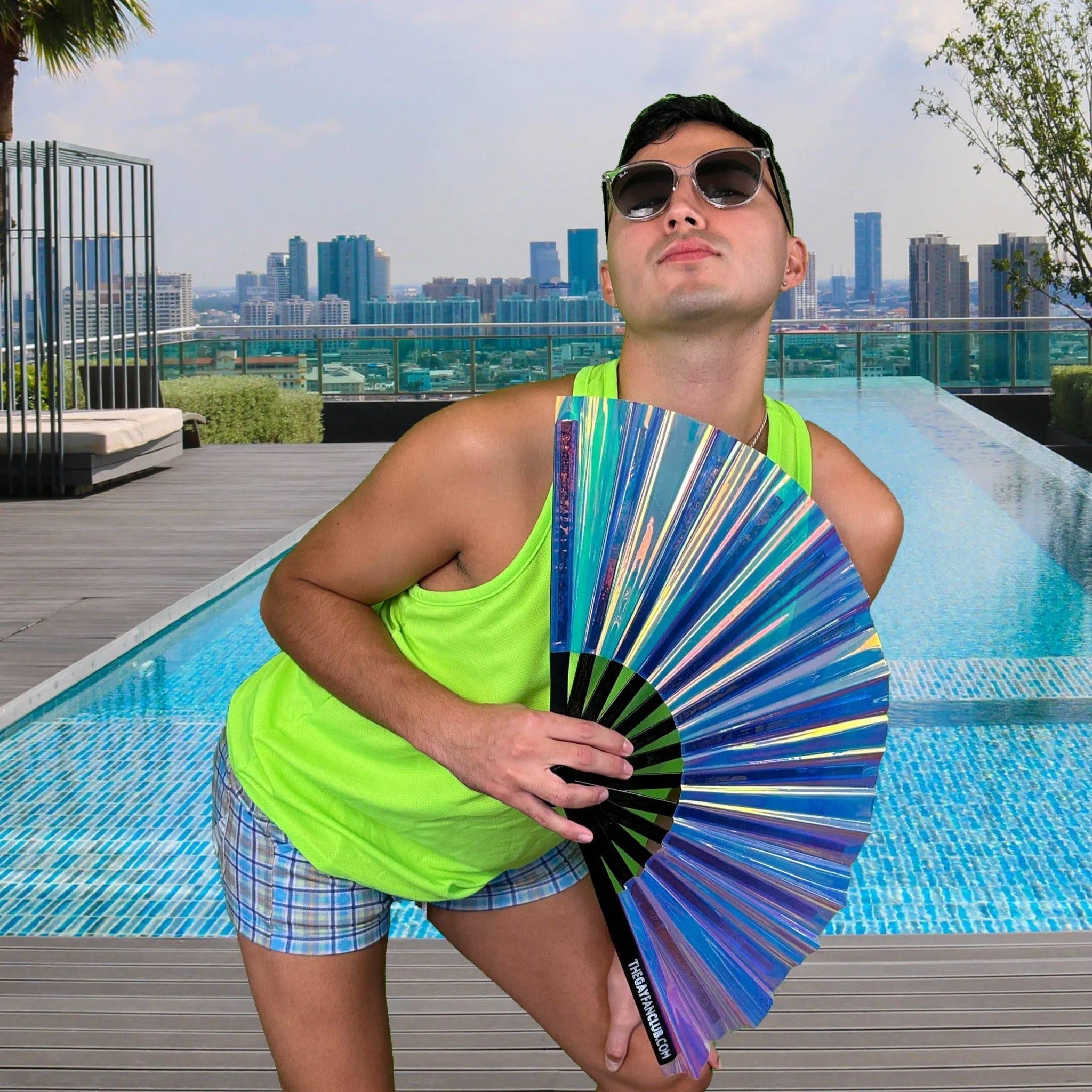 Iridescent Holographic Hand Fan The Gay Fan Club