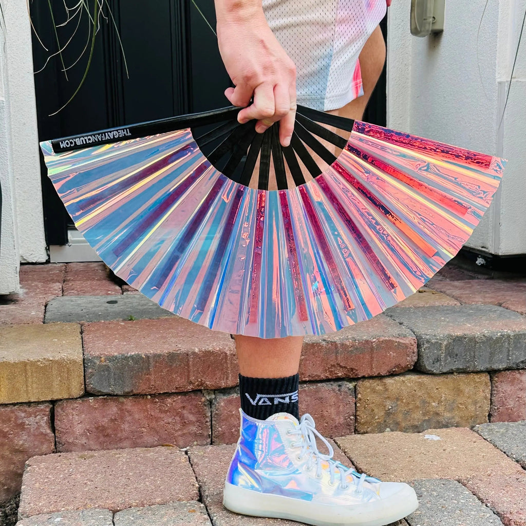 Iridescent Holographic Hand Fan The Gay Fan Club