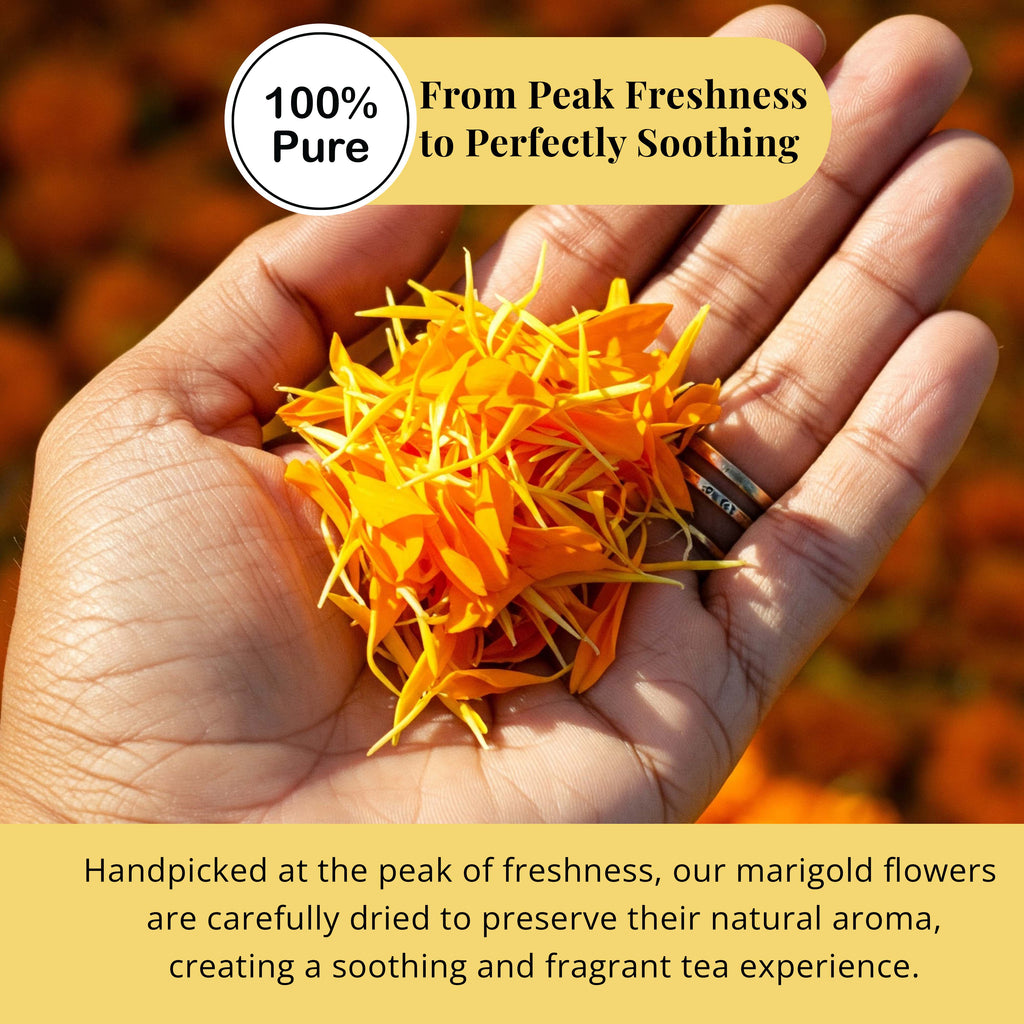 Dried Marigold Calendula flowers, Calendula Tea, 2.6oz I Calendula Officinalis | Caléndula pétalos I Akshit Pétales de Souci Bio | Flor De Calendula Akshit