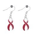 Hanging Burgundy Ribbon Awareness Earrings The Awareness Company