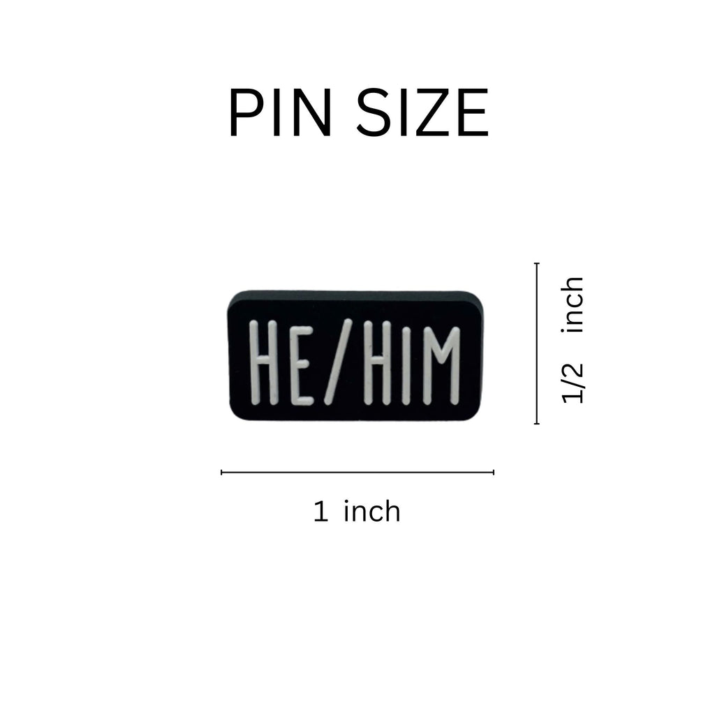 He Him Black Rectangle Pronoun Silicone Pins The Awareness Company