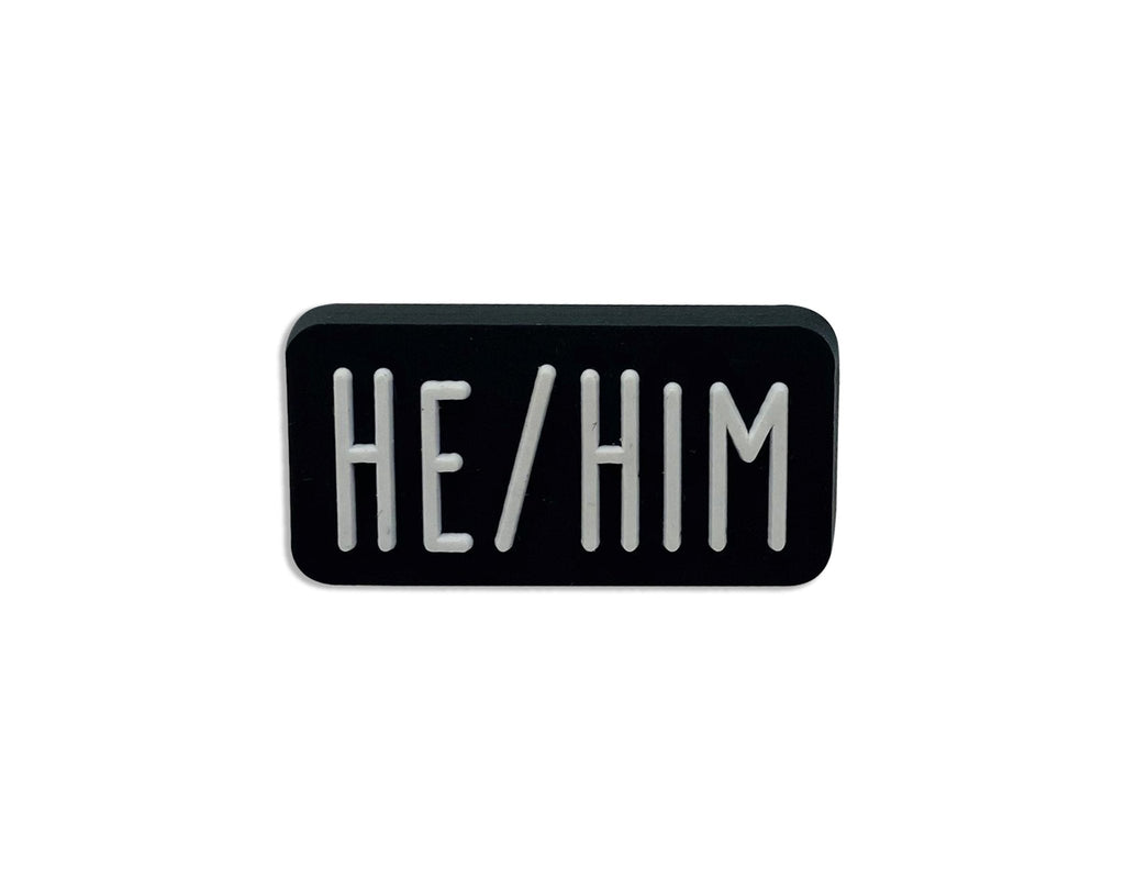 He Him Black Rectangle Pronoun Silicone Pins The Awareness Company