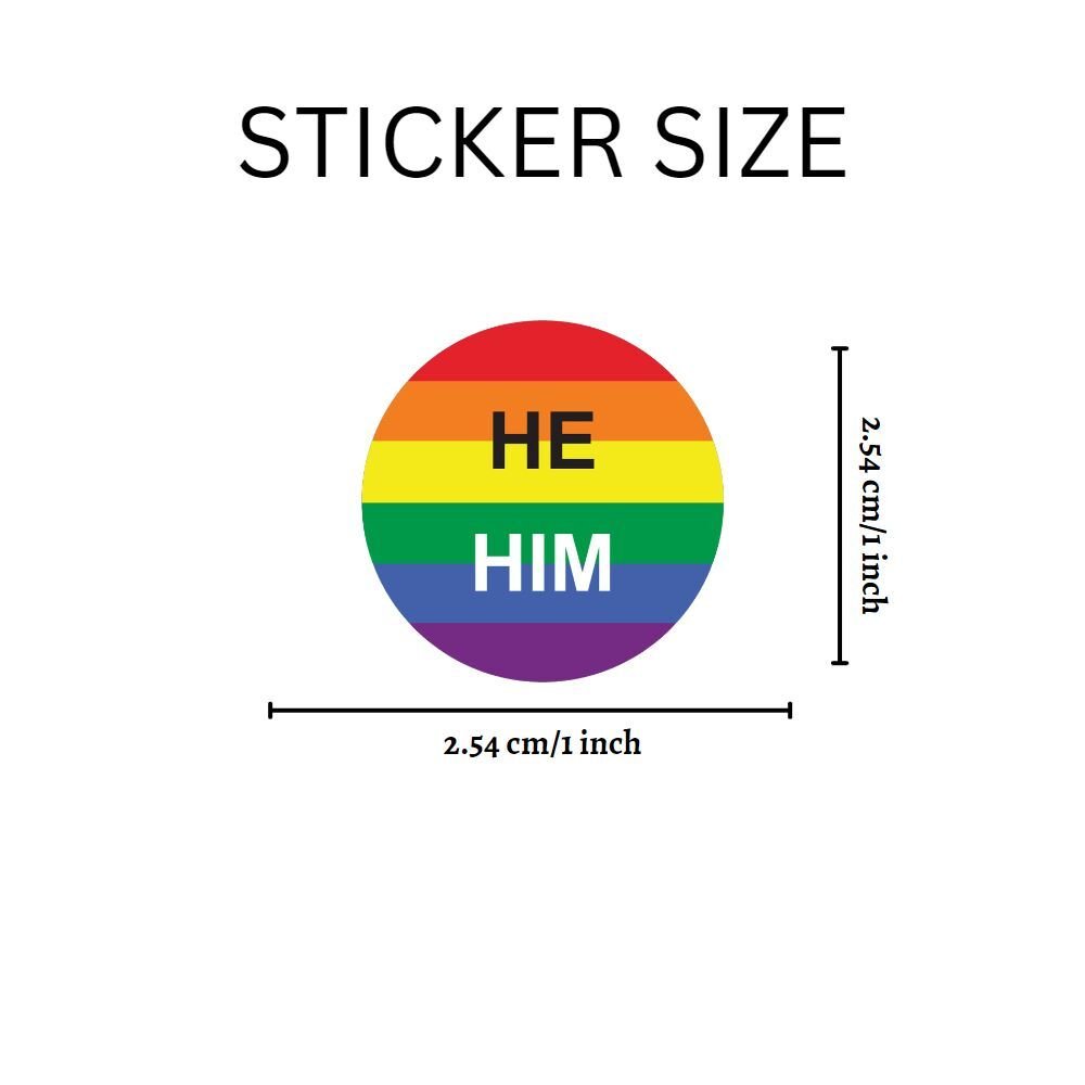 He Him Pronoun Rainbow Flag Stickers (250 Per Roll) The Awareness Company