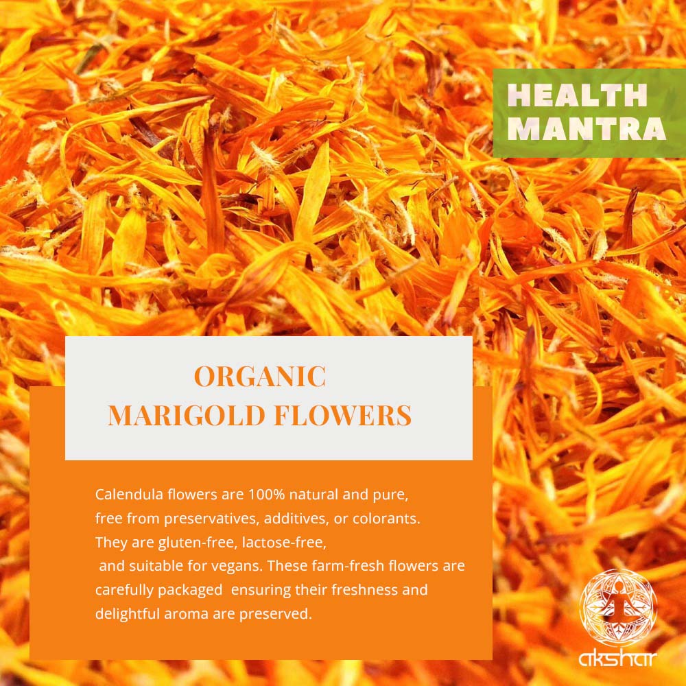 Dried Marigold Calendula flowers, Calendula Tea, 2.6oz I Calendula Officinalis | Caléndula pétalos I Akshit Pétales de Souci Bio | Flor De Calendula Akshit