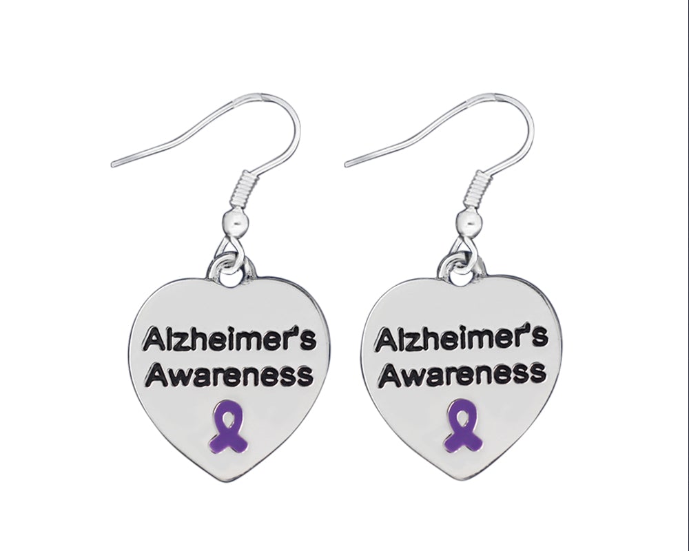Heart Shaped Alzheimer's Awareness Earrings The Awareness Company