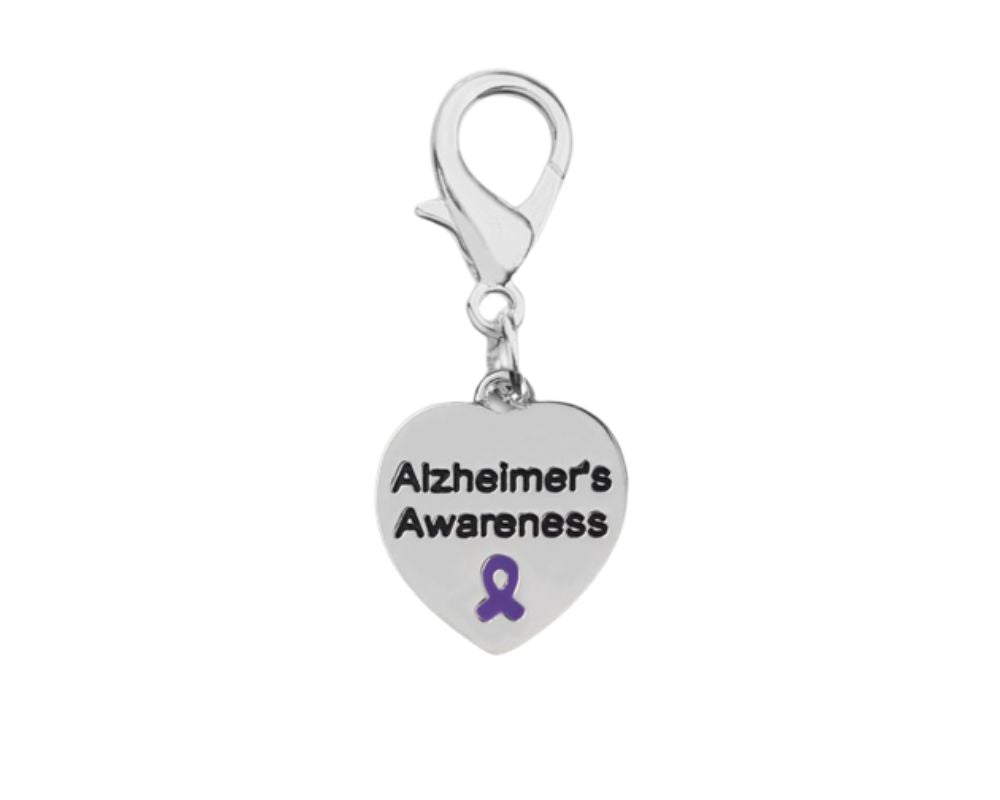 Heart Shaped Alzheimer's Awareness Hanging Charms The Awareness Company