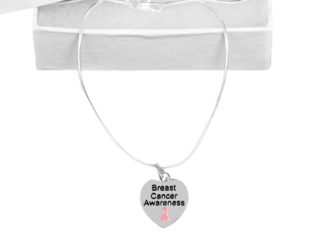 Heart Shaped Breast Cancer Awareness Necklaces The Awareness Company
