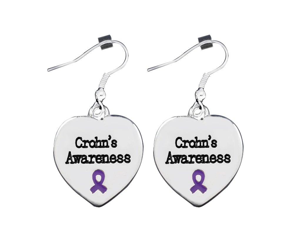 Heart Shaped Crohn's Disease Awareness Earrings The Awareness Company