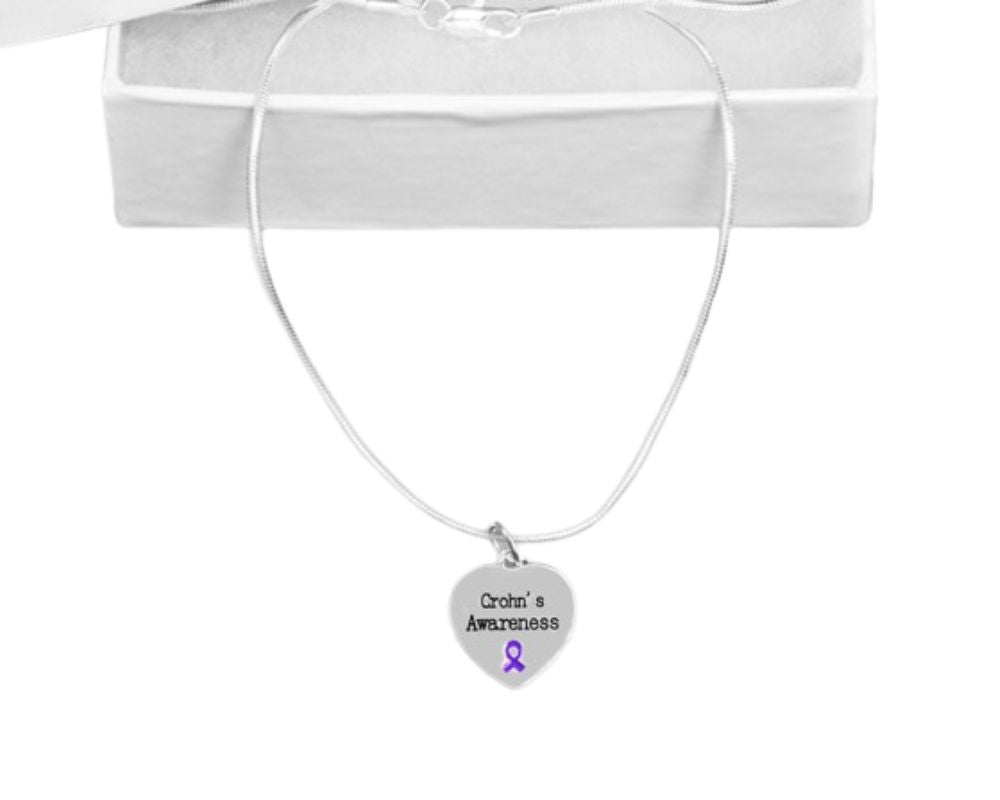 Heart Shaped Crohn's Disease Awareness Necklaces The Awareness Company