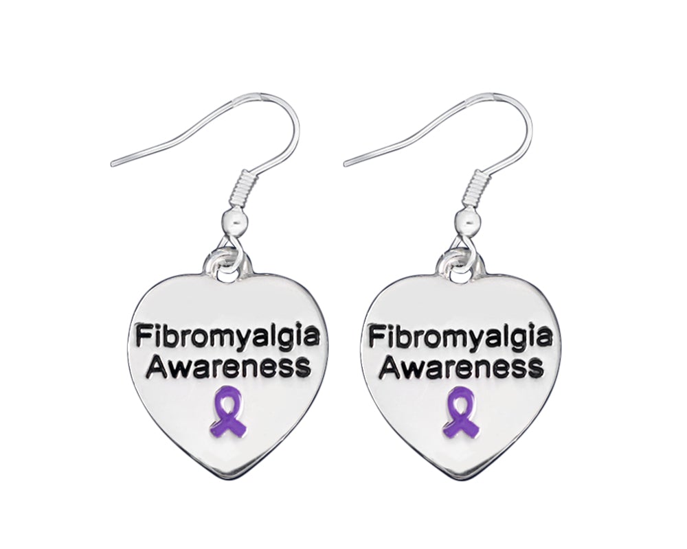 Heart Shaped Fibromyalgia Awareness Earrings The Awareness Company