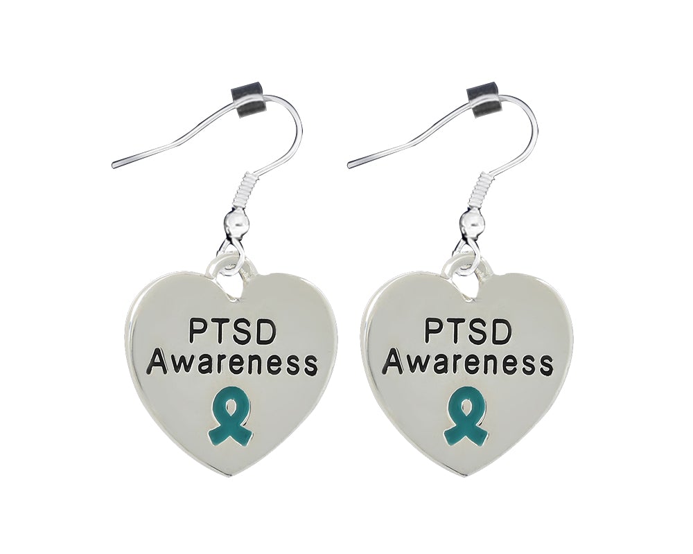 Heart Shaped Post Traumatic Stress Disorder PTSD Awareness Earrings The Awareness Company