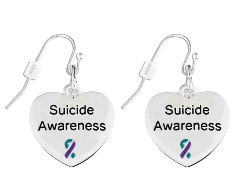 Heart Shaped Suicide Awareness Hanging Earrings The Awareness Company