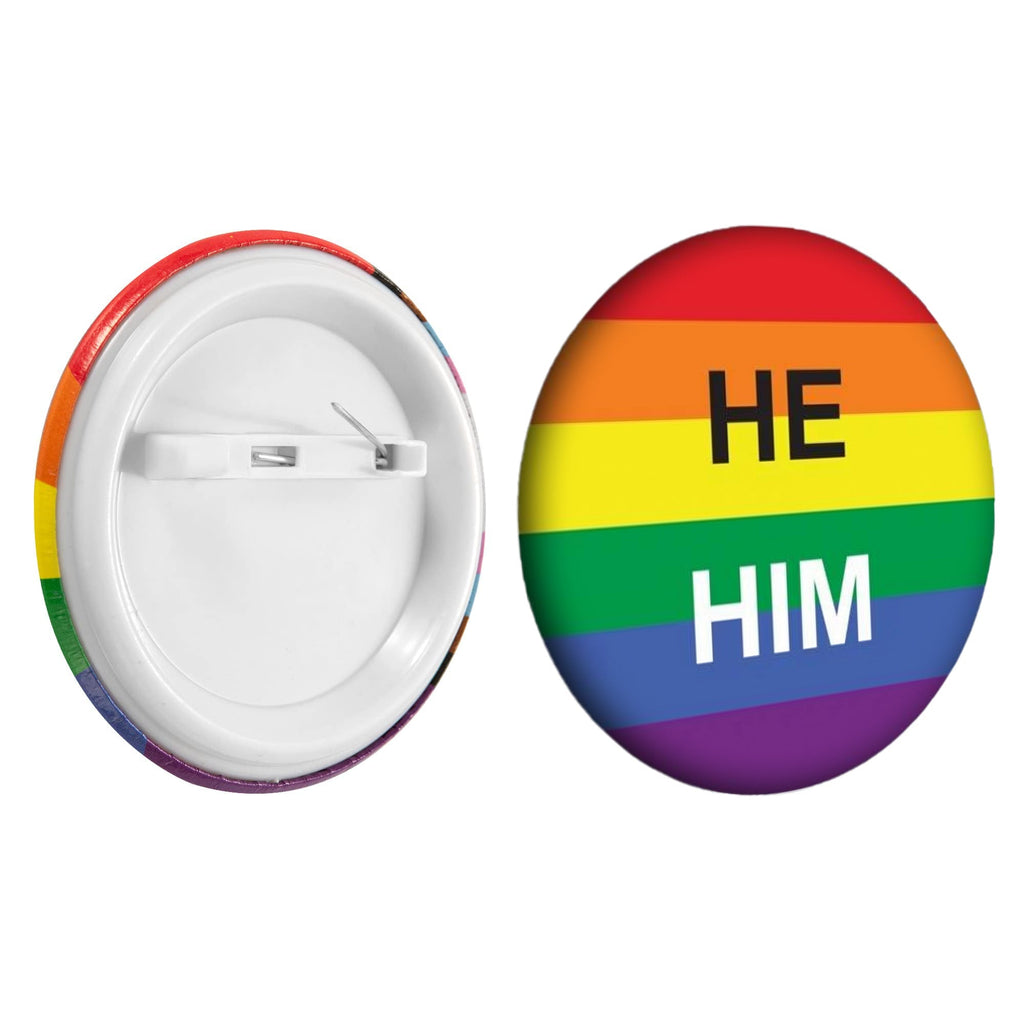 He/Him Pronoun Rainbow Flag Button Pins The Awareness Company
