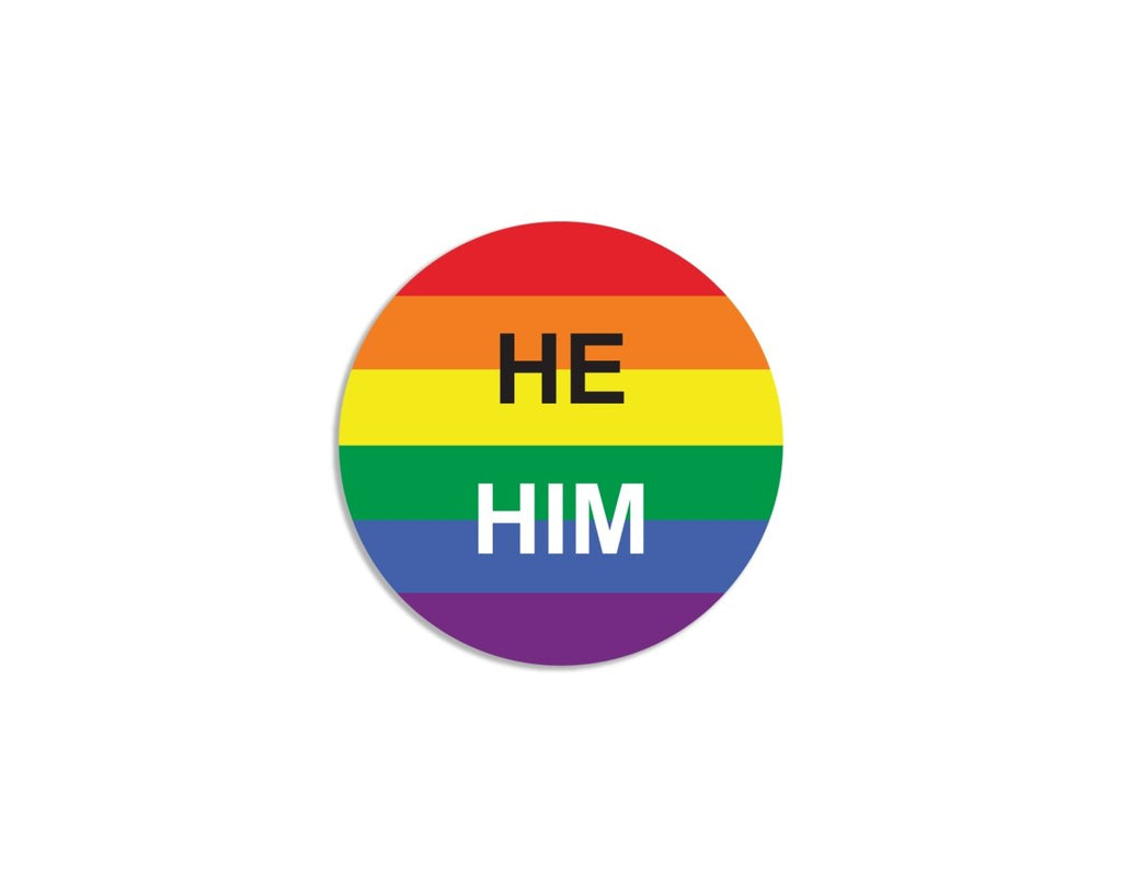 He/Him Pronoun Rainbow Flag Button Pins The Awareness Company