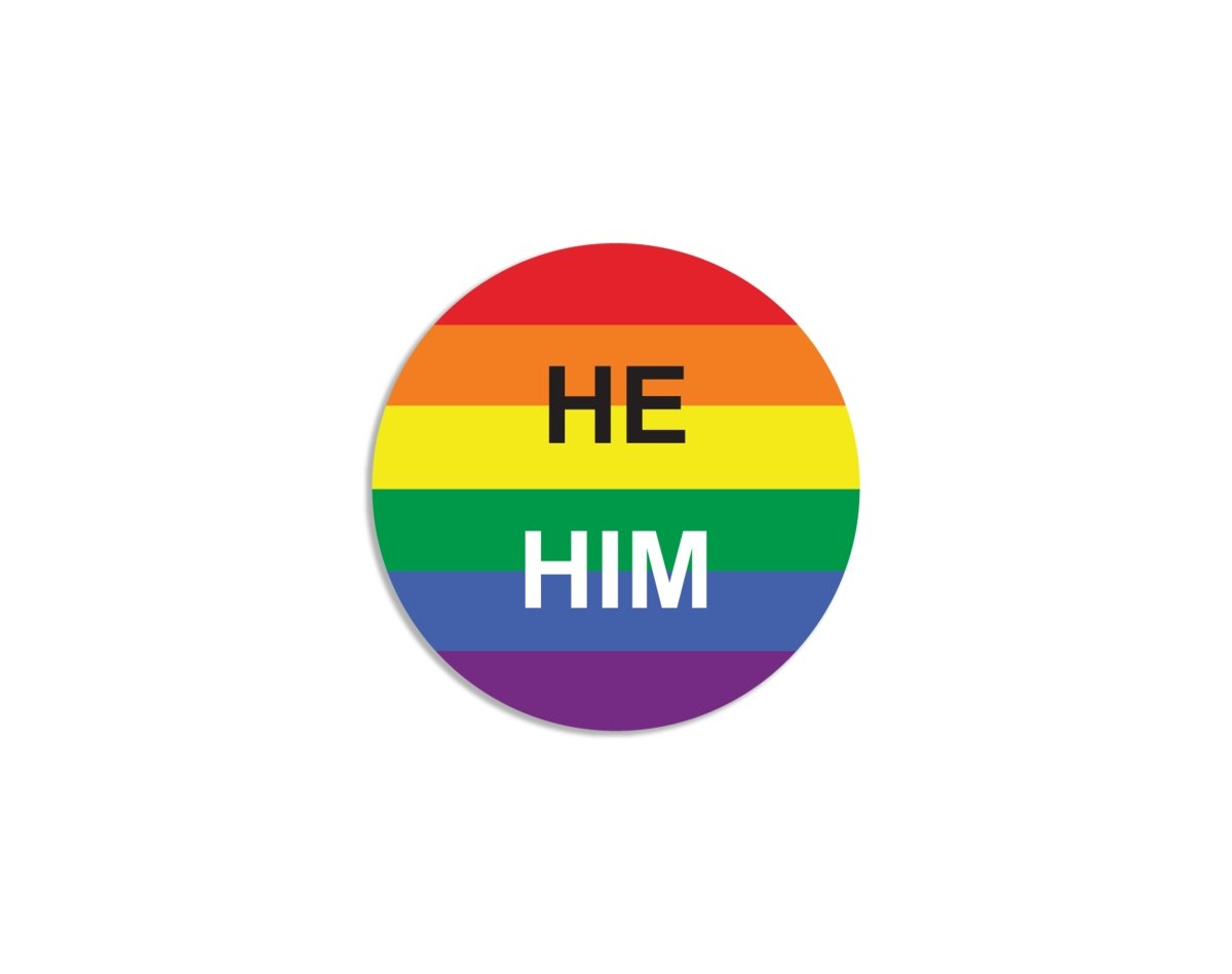 He/Him Pronoun Rainbow Flag Button Pins The Awareness Company
