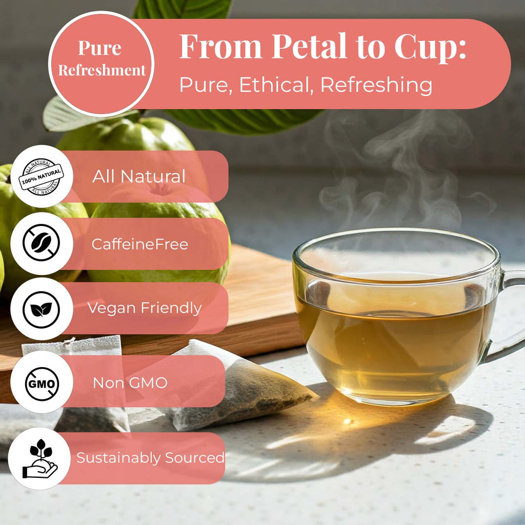 Guava Leaf Tea - 50 Bags, 100% Pure Guava Leaves (Té De Hoja de Guayaba ) Stress Relieving, Herbal Tea- Non-GMO, Vegan, Caffeine-Free Akshit