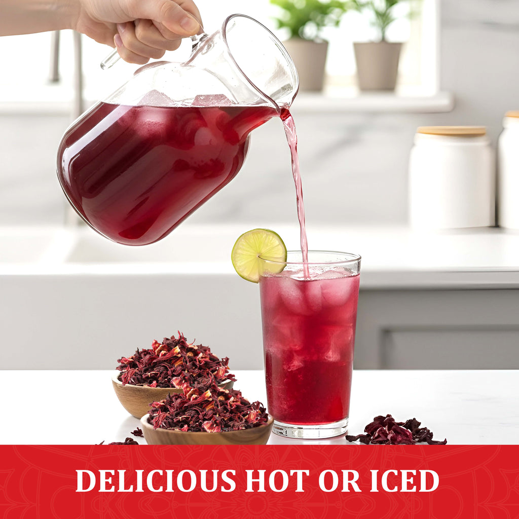 Akshit Hibiscus Flowers 5 oz  Herbal Tea | Flor de Jamaica tea | Dried Hibiscus | Loose Leaf Tea | Caffeine-Free | Vegan Friendly | Fleurs d'hibiscus bio Akshit Akshit