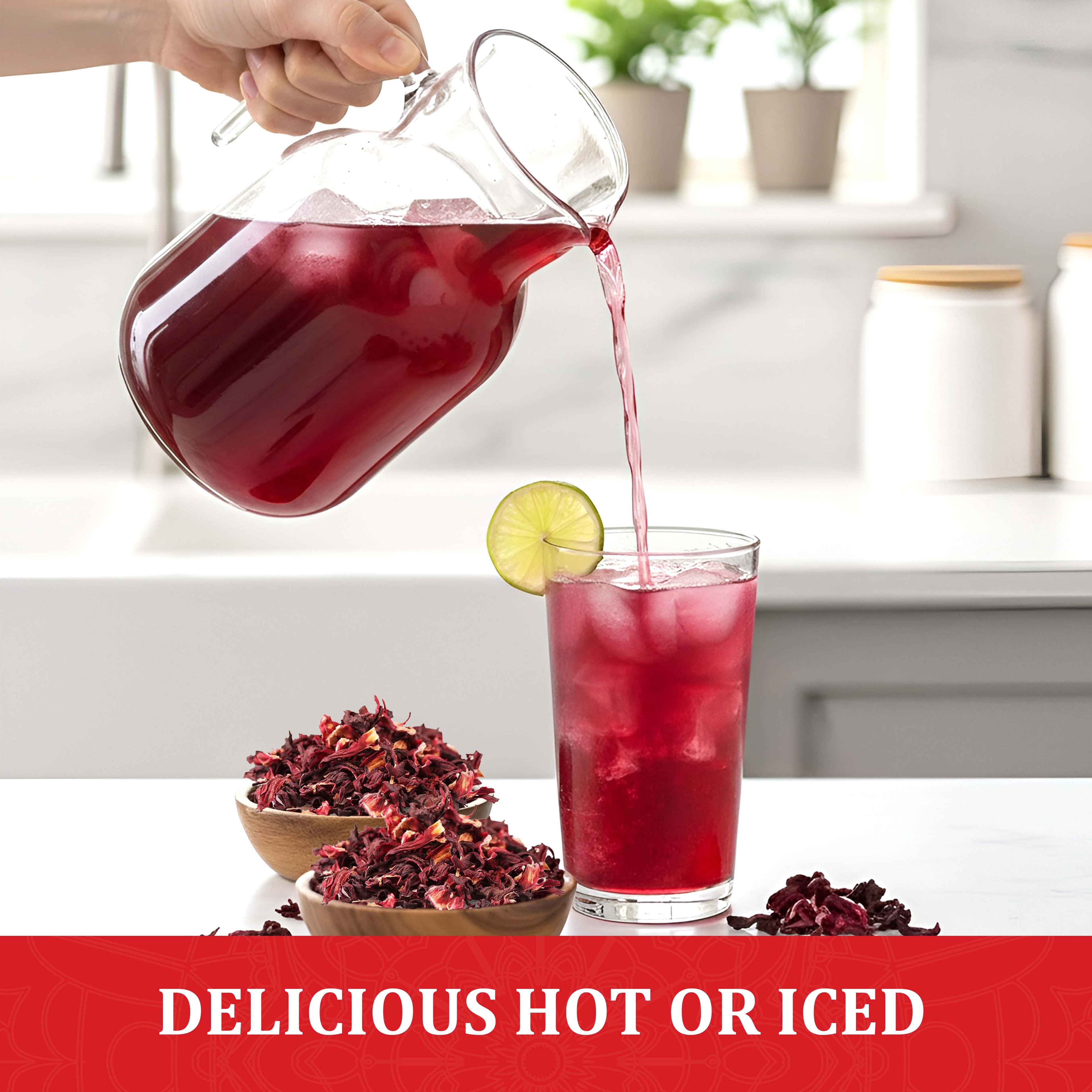 Akshit Hibiscus Flowers 5 oz  Herbal Tea | Flor de Jamaica tea | Dried Hibiscus | Loose Leaf Tea | Caffeine-Free | Vegan Friendly | Fleurs d'hibiscus bio Akshit Akshit