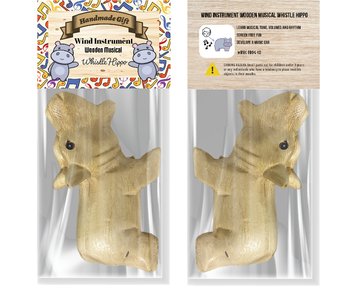 Wooden Musical Whistle Hippo Instrument Music Frog Co