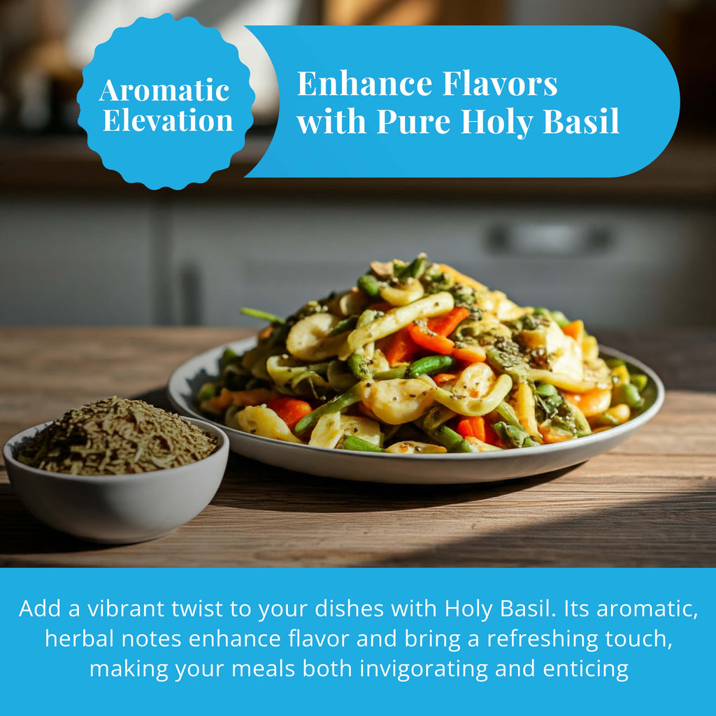 Akshit Holy Basil Leaves, Naturally Dried Leaves, 100% Pure Holy Basil (Tulsi) Tea , No Caffeine, No Additives, Vegan - 2.6oz Akshit