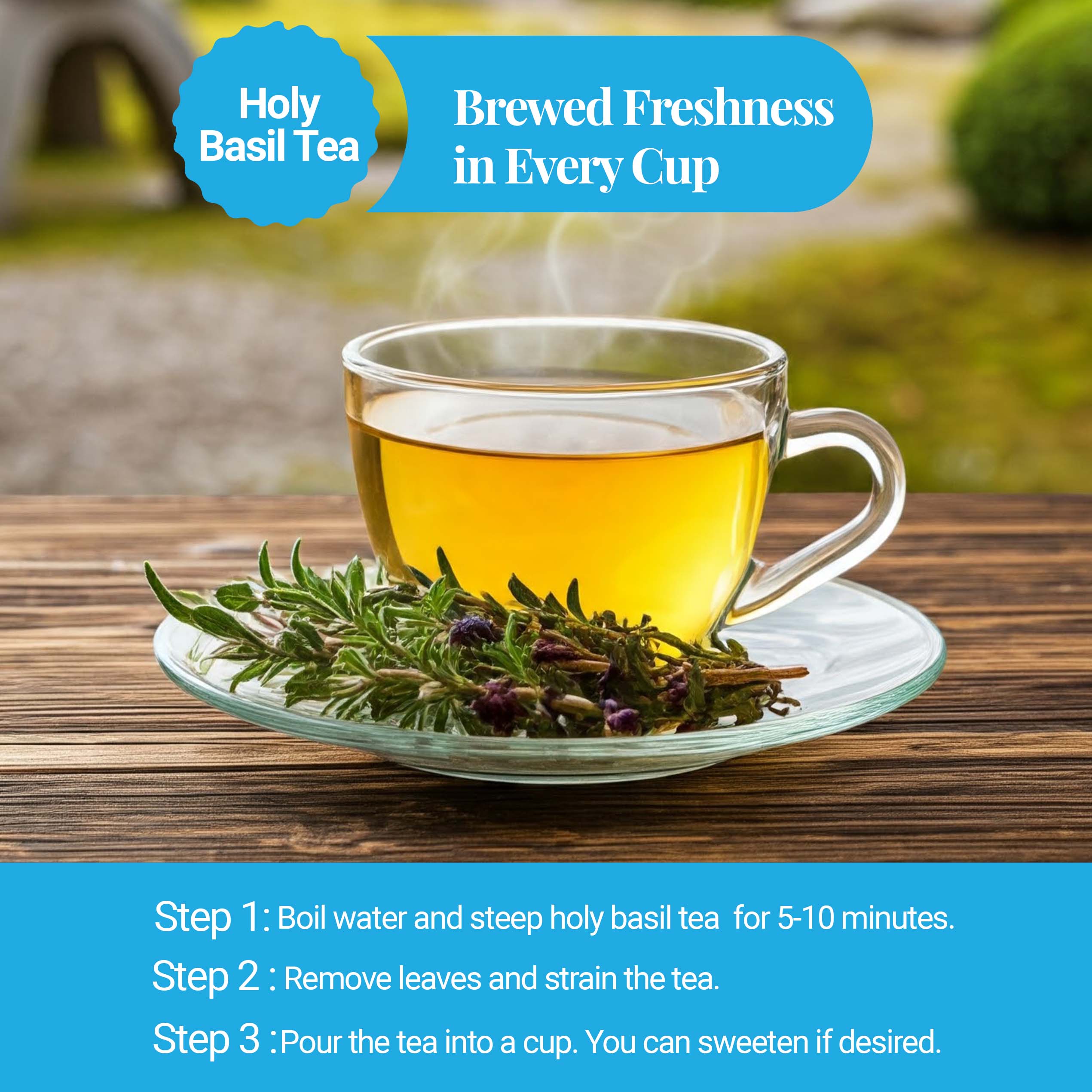 Akshit Holy Basil Leaves, Naturally Dried Leaves, 100% Pure Holy Basil (Tulsi) Tea , No Caffeine, No Additives, Vegan - 2.6oz Akshit