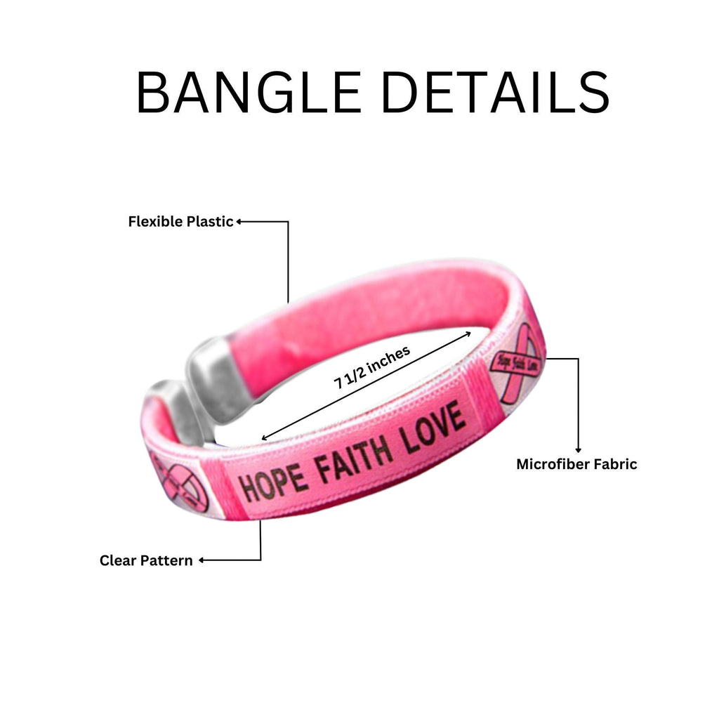 Hope, Faith, Love Pink Ribbon Bangle Bracelets The Awareness Company