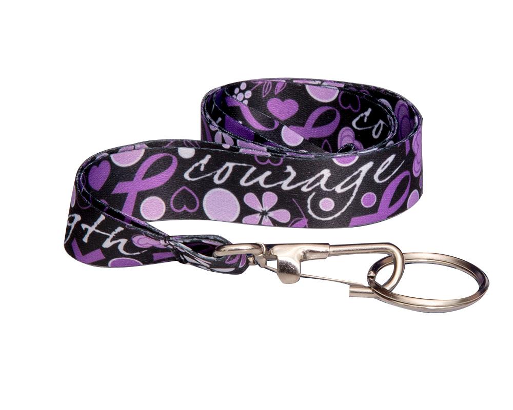 Hope Strength Purple Ribbon Lanyards The Awareness Company