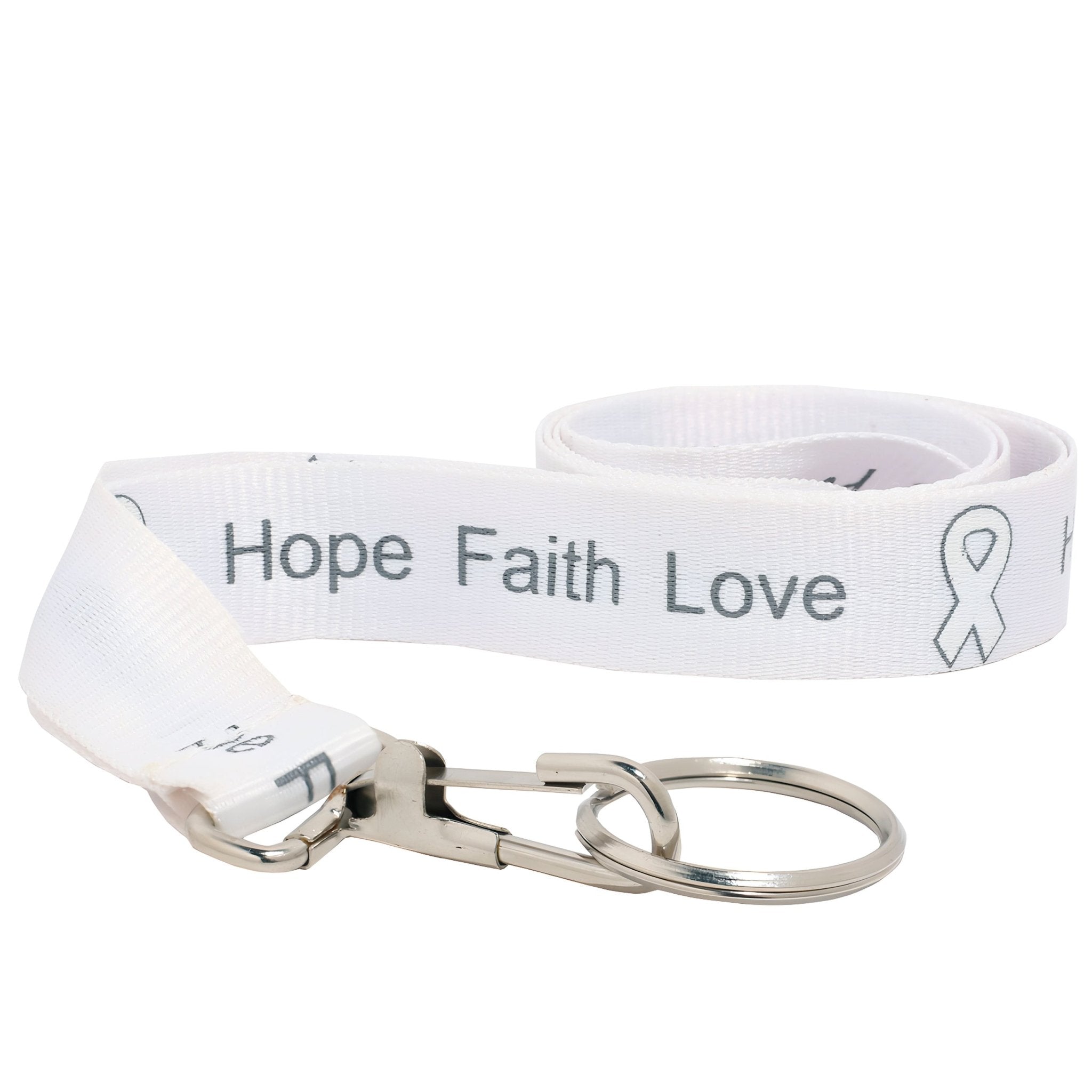 Hope White Ribbon Lanyards The Awareness Company