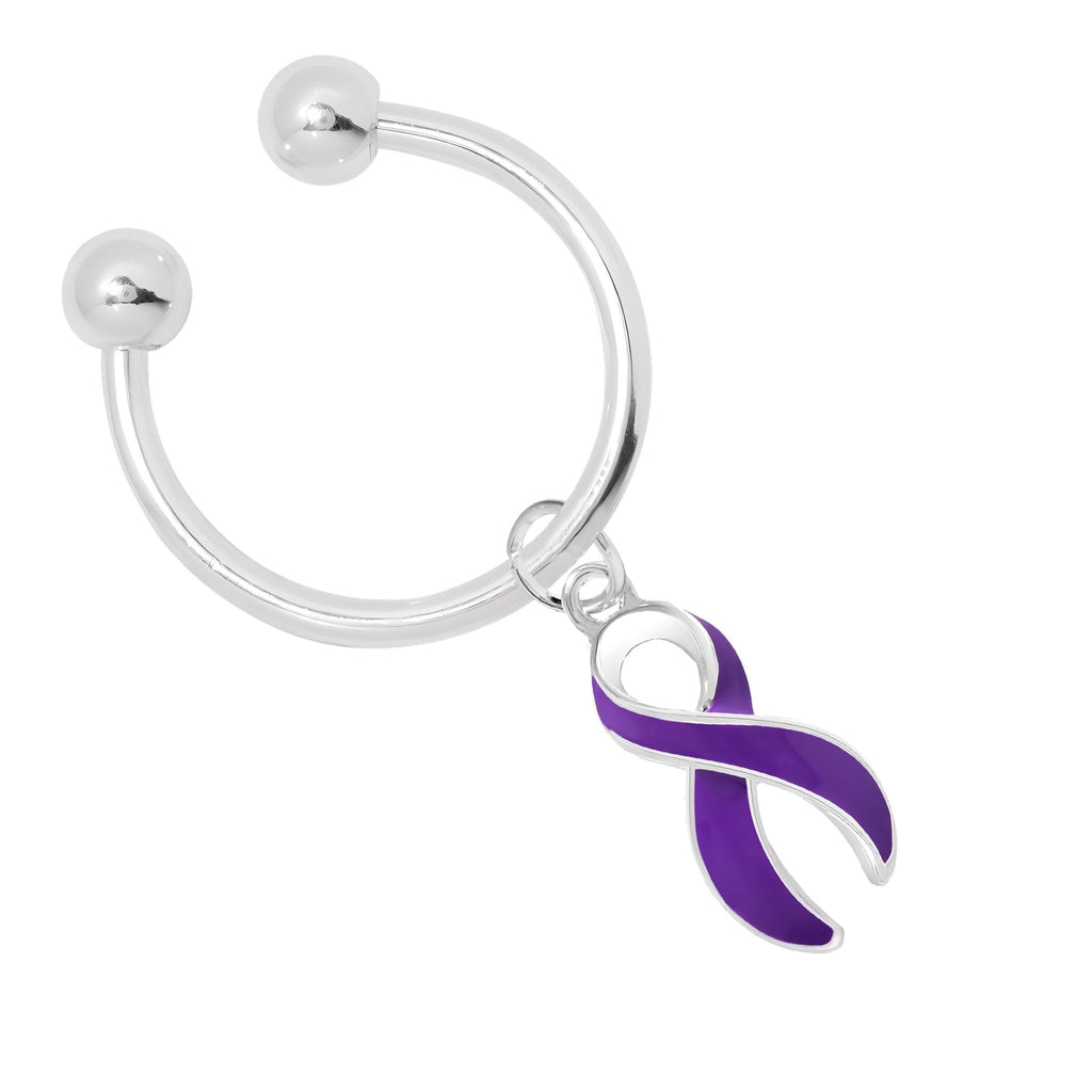 Horseshoe Style Purple Ribbon Key Chains The Awareness Company