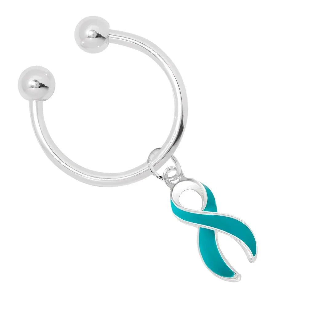 Horseshoe Teal Ribbon Key Chains The Awareness Company