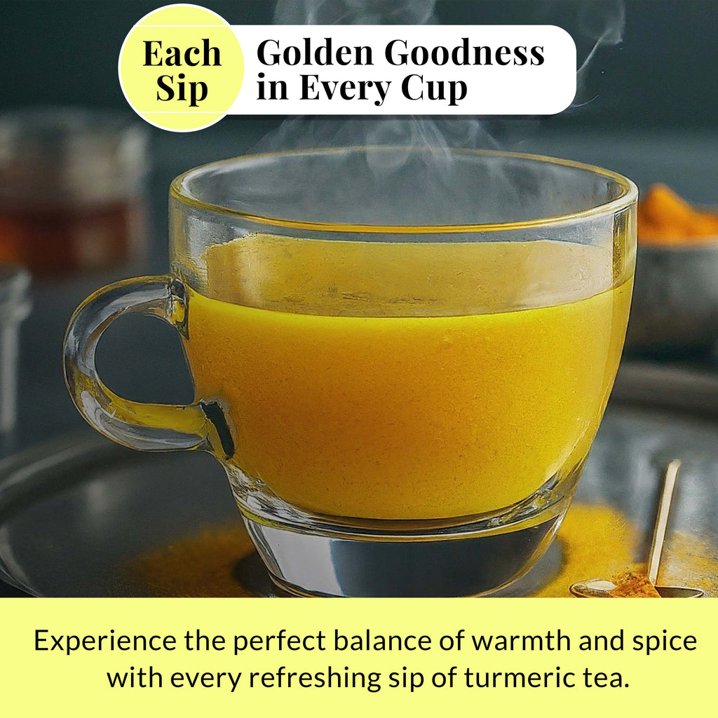 Akshit 75 Natural Turmeric Tea Bags | Peppermint, Lemongrass and Black Pepper Tea Blend, Te De Curcuma, Pure Tumeric Tea blend, Caffeine Free, Stress Relieving Herbal Tea, Non-Gmo. Pack of 1 Akshit