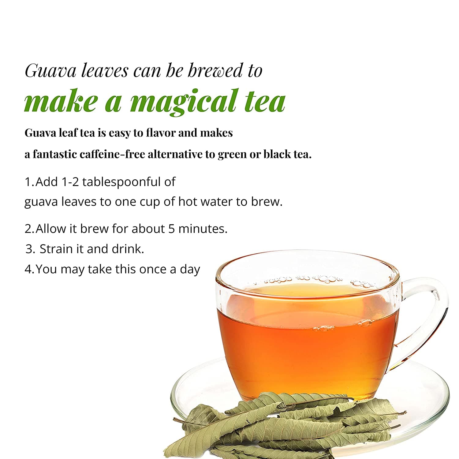 Akshit Dried Guava Leaves ( Hojas De Guayaba ) - 2.6 oz | Pure Guava Leaf for Tea | Feuilles de goyave | Caffeine free, Non GMO, Gluten-free, bio Akshit Akshit