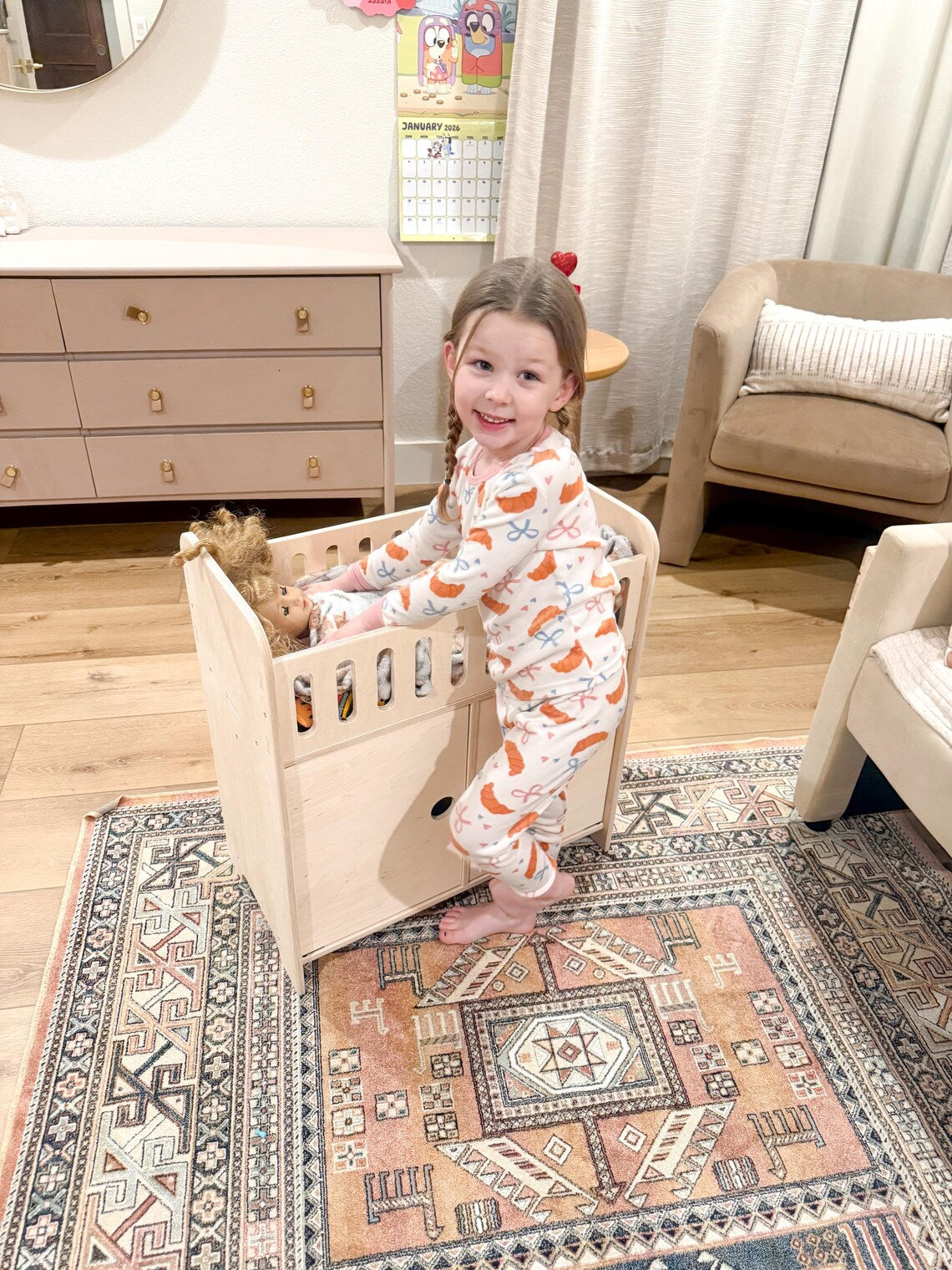 CLARA- Doll Crib with Storage Bush Acres