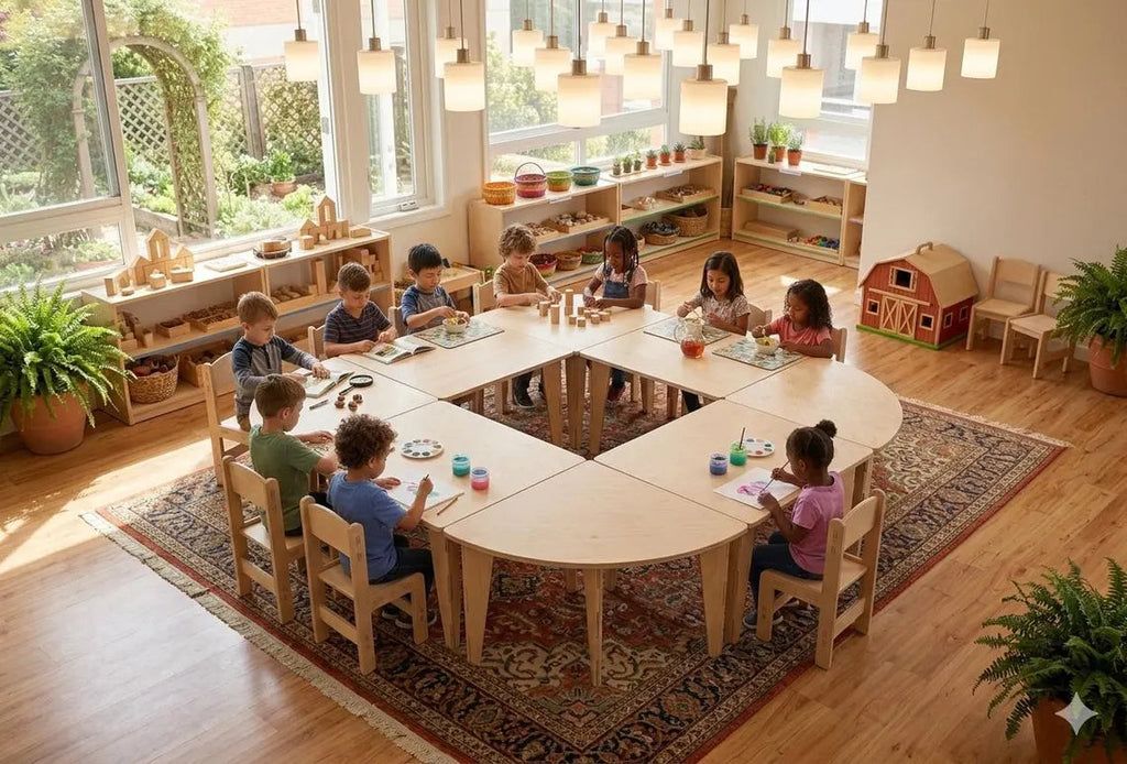 ARI- Semi-Circle Table with Set of 4 Chairs Bush Acres