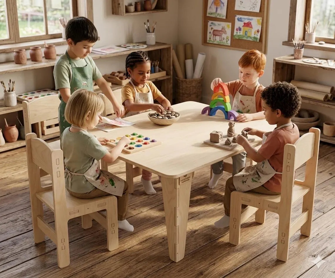 REMI- Rectangular Table with Set of 4 Chairs Bush Acres
