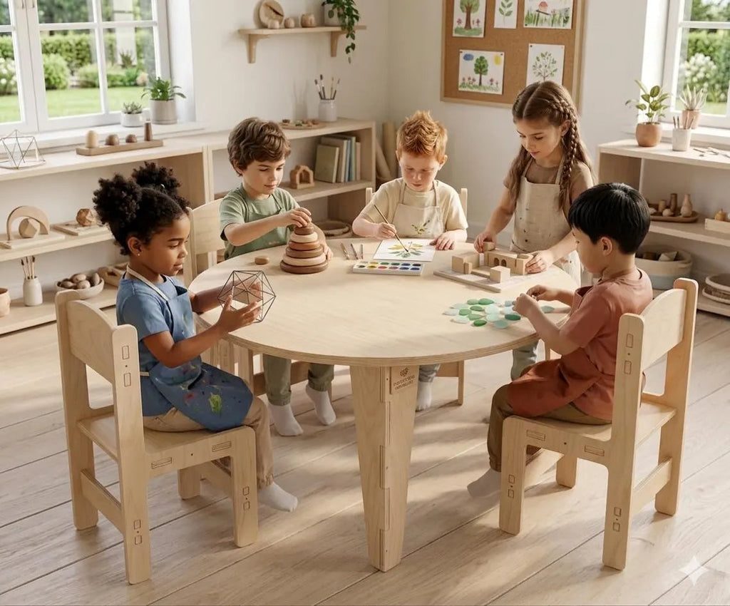 STELLA- Round Table with Set of 4 Chairs Bush Acres