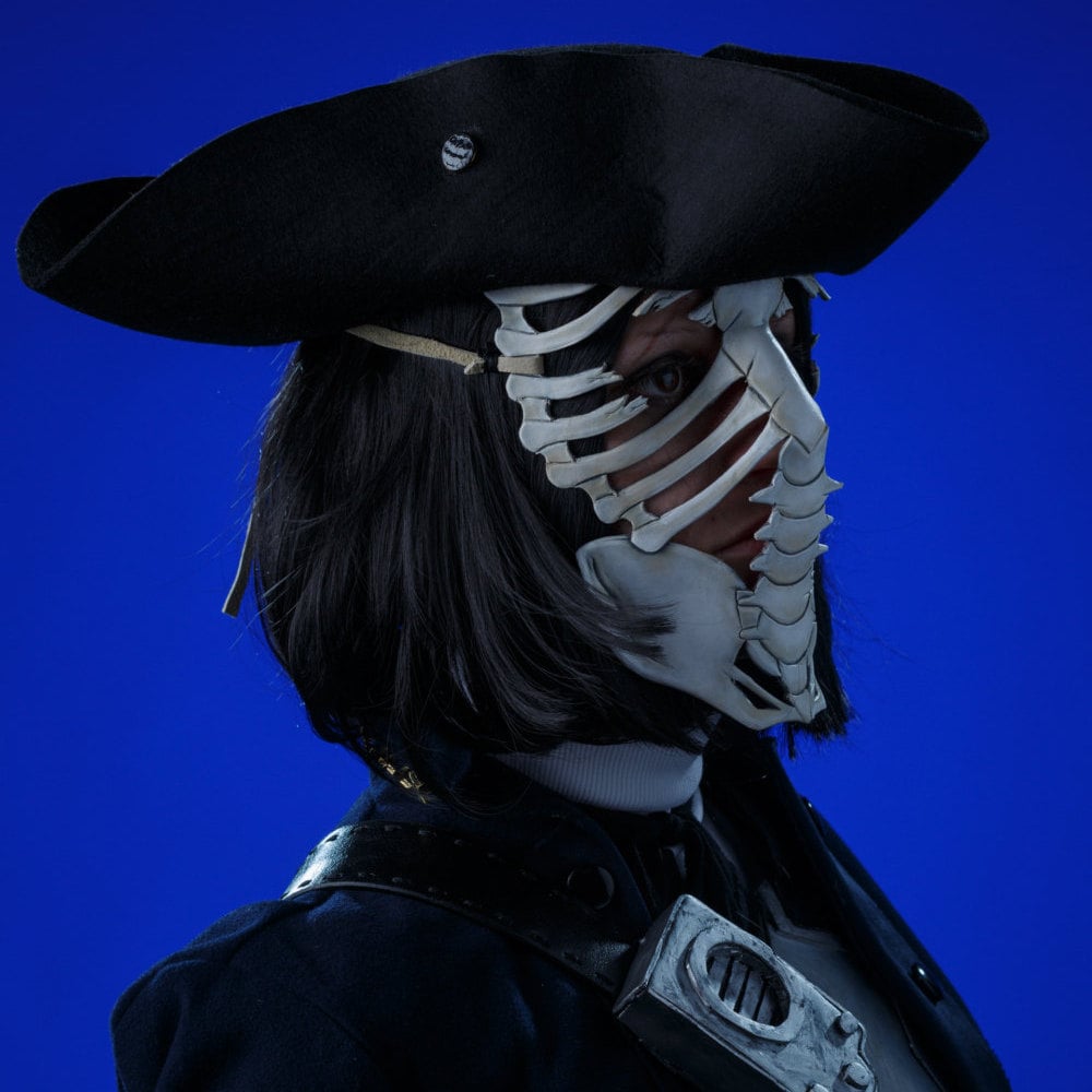Skeleton Handmade Genuine Leather Mask in White Rockwell Masks