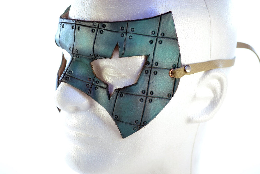 Handmade Genuine Leather Mask in Blue Rockwell Masks