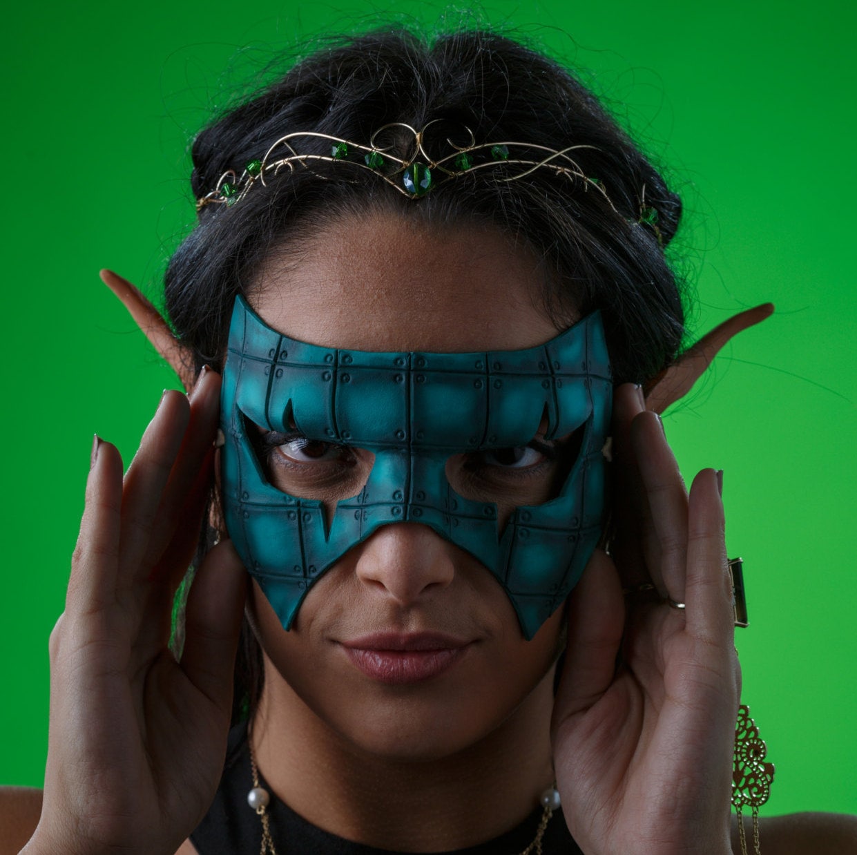 Handmade Genuine Leather Mask in Blue Rockwell Masks