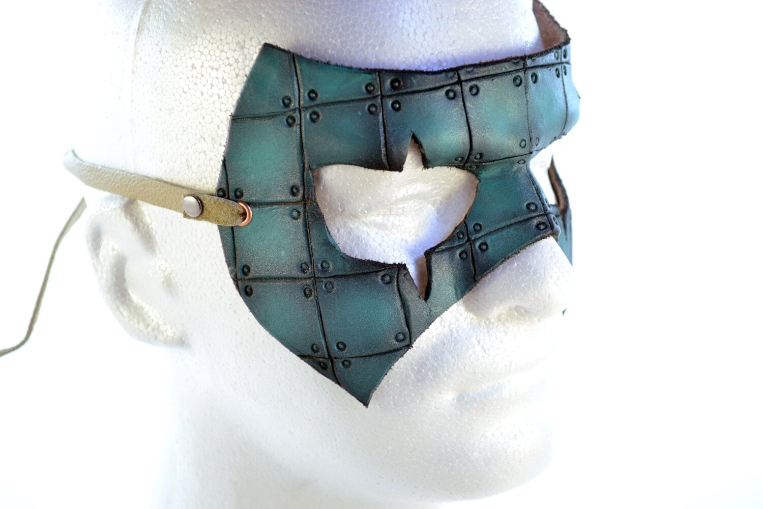 Handmade Genuine Leather Mask in Blue Rockwell Masks