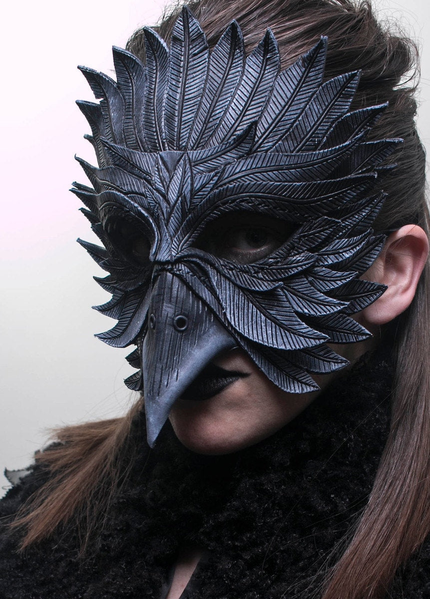 Black Raven Handmade Genuine Leather Mask Rockwell Masks