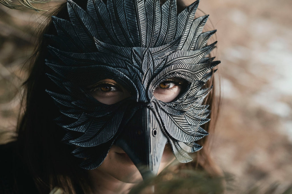 Black Raven Handmade Genuine Leather Mask Rockwell Masks
