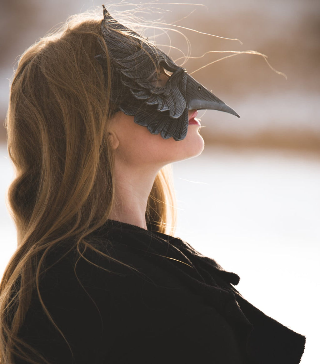 Black Raven Handmade Genuine Leather Mask Rockwell Masks