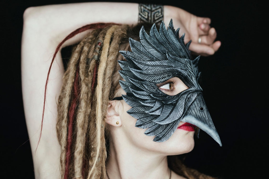 Black Raven Handmade Genuine Leather Mask Rockwell Masks