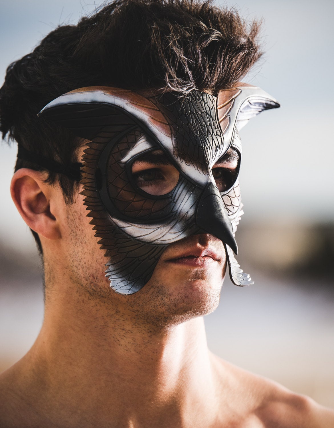 In Stock - Horned Owl Handmade Genuine Leather Mask Rockwell Masks