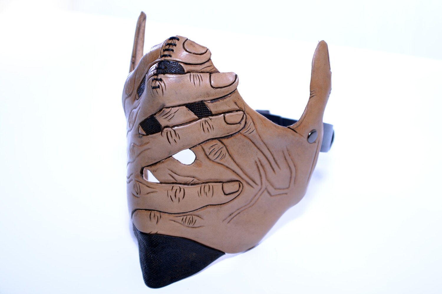 Speak No Evil - Men's Hands - One Size Fits All Handmade Genuine Leather Riding Mask Rockwell Masks