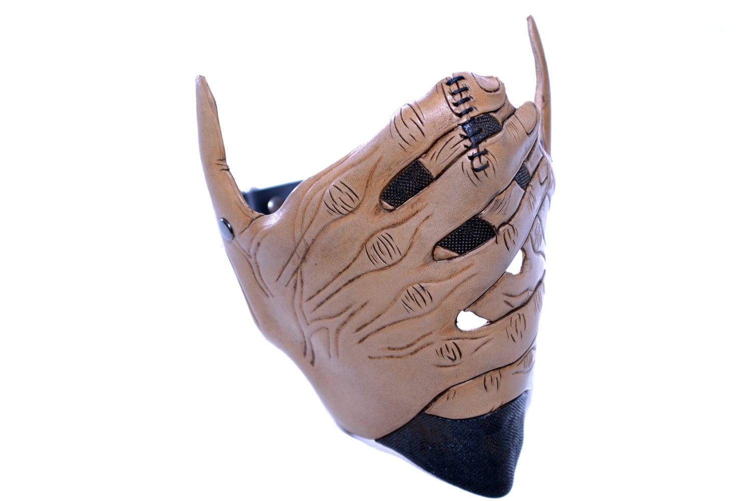 Speak No Evil - Men's Hands - One Size Fits All Handmade Genuine Leather Riding Mask Rockwell Masks