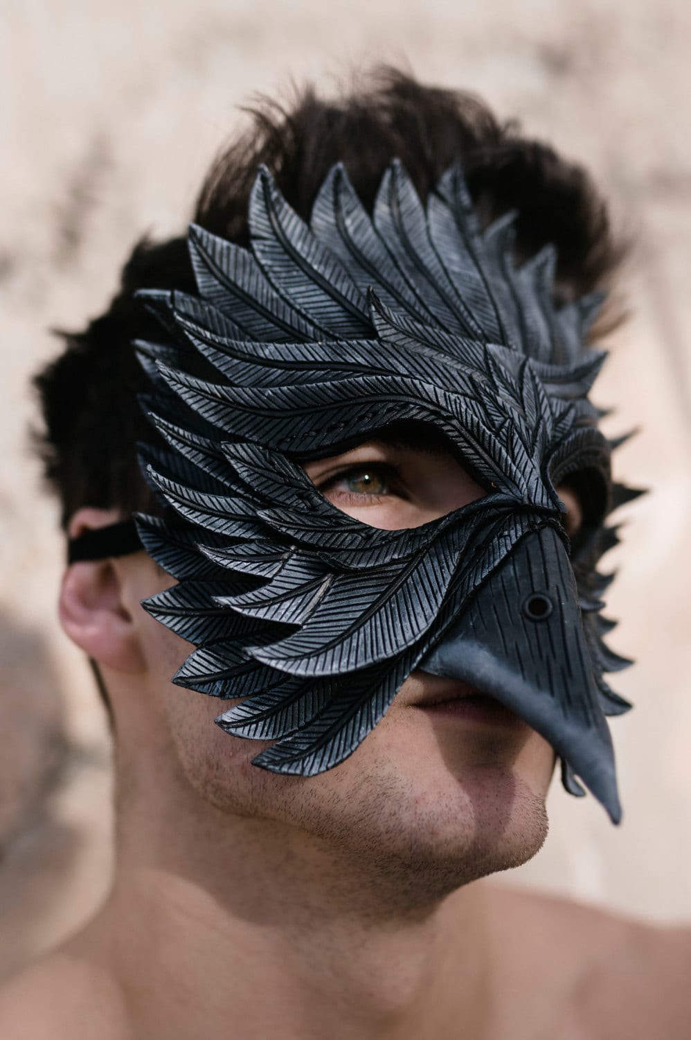 Black Raven Handmade Genuine Leather Mask Rockwell Masks