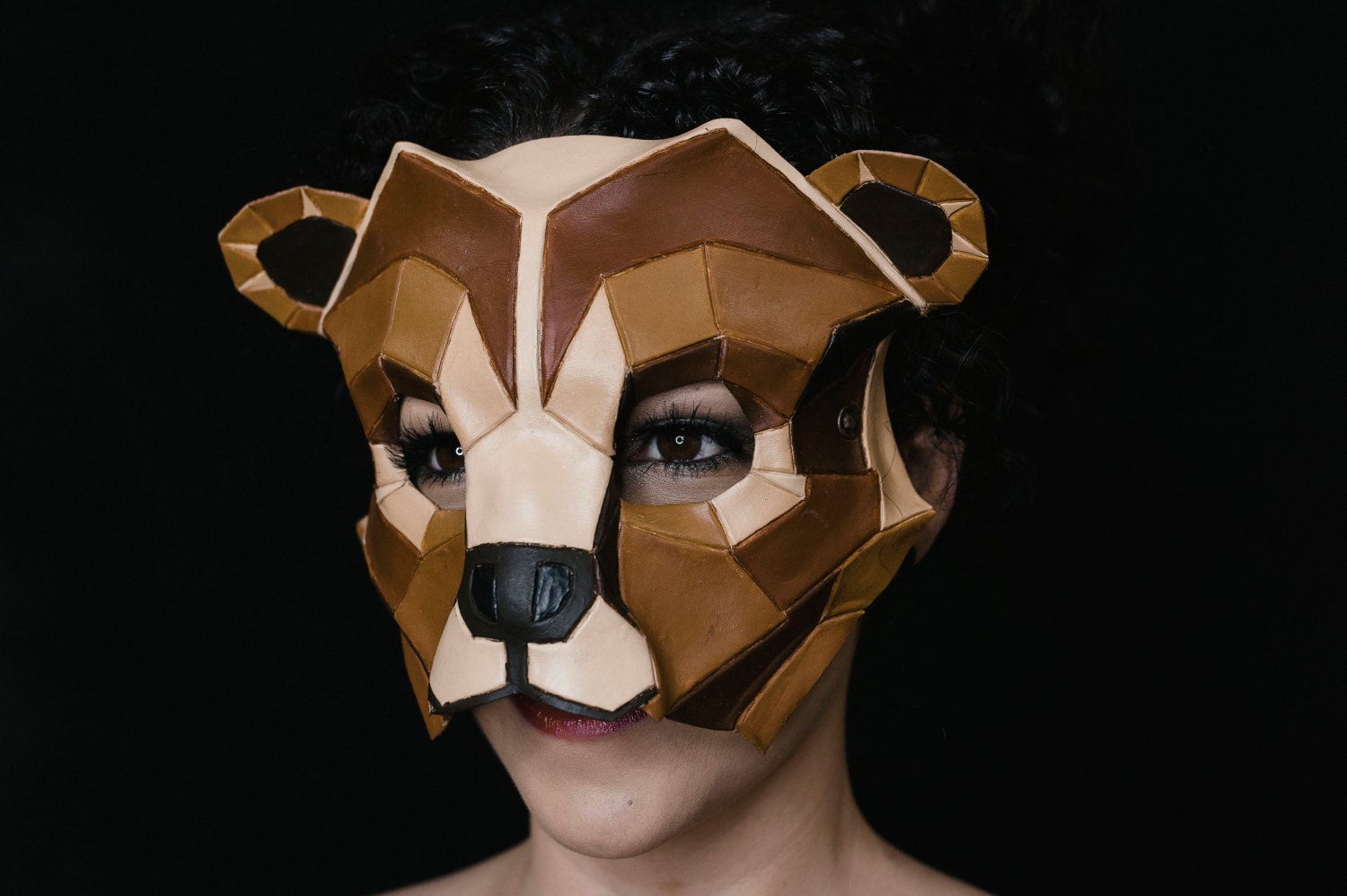 Geometric Grizzly Bear Leather Mask Rockwell Masks